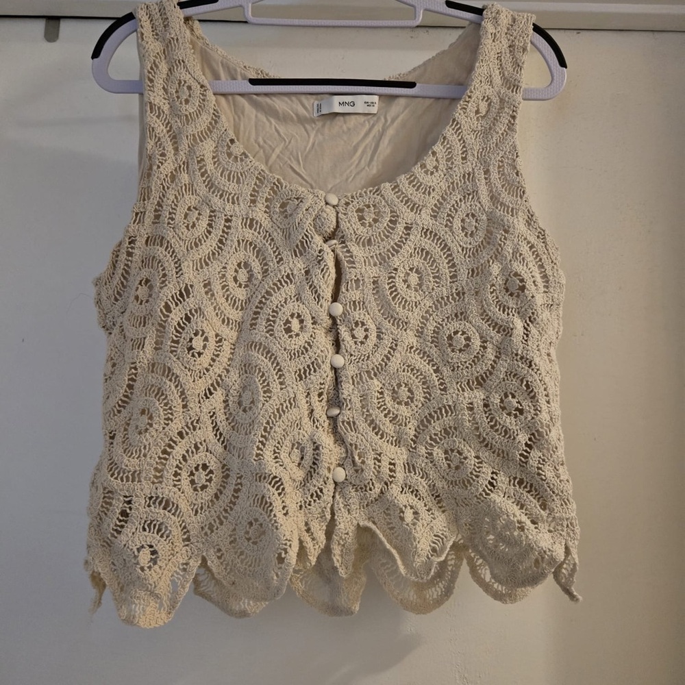 Mango Cream Crochet Sleeveless Top